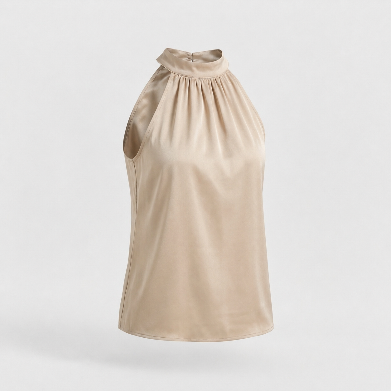 Beżowy satynowy top typu halter